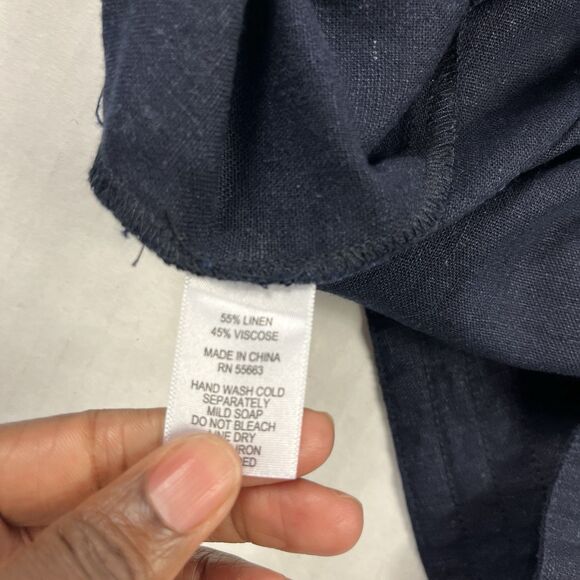 For Cynthia Lagenlook Linen Blend Shift Dress Blue Sleeveless Casual Relaxed S - Picture 7 of 10